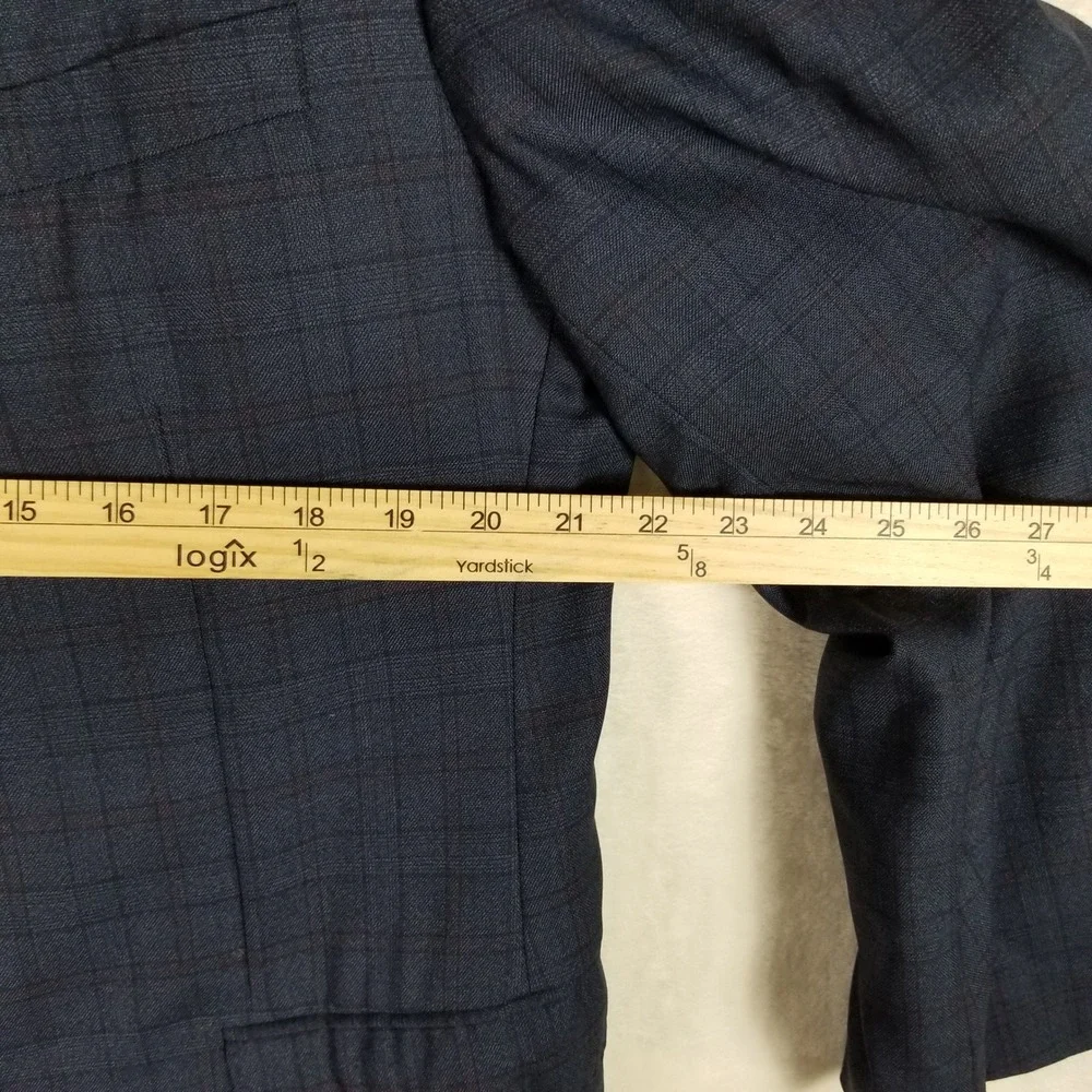 Samuelsohn Sport Coat Mens 46R Navy Blue Colombo Icewool 150s Windowpane Blazer